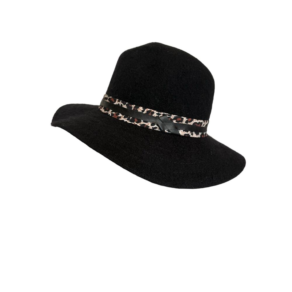 New Boho Chic Women's OS Wool Blend Animal Print Fedora Floppy Adjustable Hat